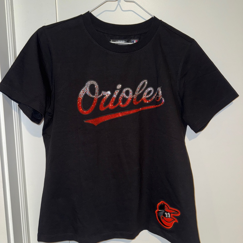 Orioles Women’s Rhinestone Black Top